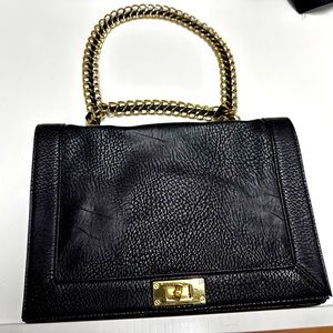 NWOT Olivia +Joy black leather doble chain handles